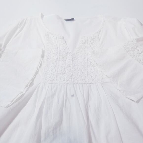 Laura Torelli Classic Bell Sleeves Crochet Embroidered Blouse - Picture 11 of 13